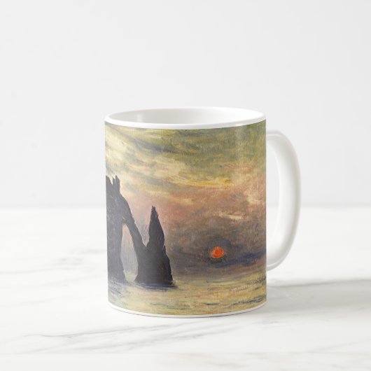 De klif Etretat, Zonsondergang door Claude Monet Koffiemok (Voorkant rechts)