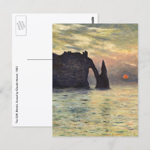 De Klif van Etretat, zonsondergang door Claude Mon Briefkaart