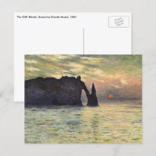 De Klif van Etretat, Zonsondergang door Claude Mon Briefkaart