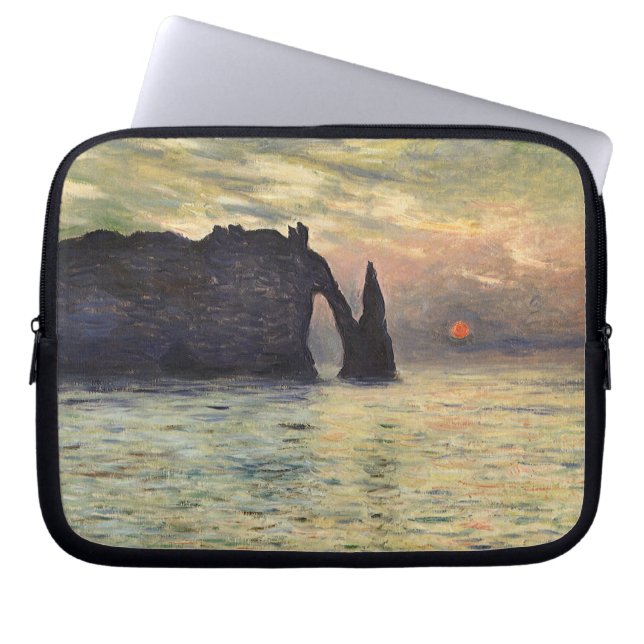 De Klif van Etretat, zonsondergang door Claude Mon Laptop Sleeve (Voorkant)