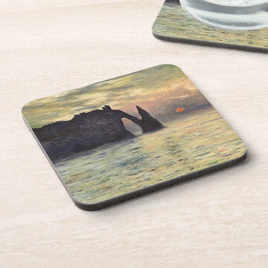 De Klif van Etretat, zonsondergang van Claude Mone Drankjes Onderzetter (Linkerzijde)