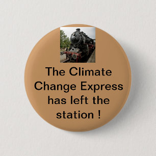 De klimaatveranderingsexpressie heeft het gebouw v ronde button 5,7 cm