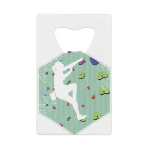 De klimsteen van de muur stijgt binnenshuis creditkaart flessenopener