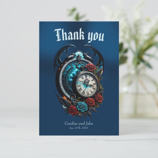 De klok in de mist van de oneindigheid. bedankkaart (Staand voorkant)