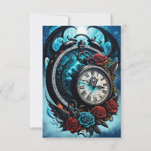 De klok in de mist van de oneindigheid. bedankkaart (Achterkant)