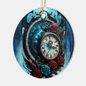 De klok in de mist van de oneindigheid. keramisch ornament (Links)