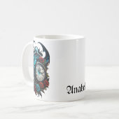 De klok in de mist van de oneindigheid. koffiemok (Voorkant links)