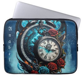 De klok in de mist van de oneindigheid. laptop sleeve