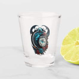 De klok in de mist van de oneindigheid. shot glas