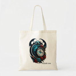 De klok in de mist van de oneindigheid. tote bag