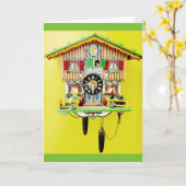 De klok leeg wenskaart van de koekoek kaart (Gele Bloem)