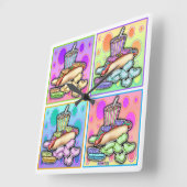De KLOK van de MUUR van de HOTDOG van het pop-art (Hoek)
