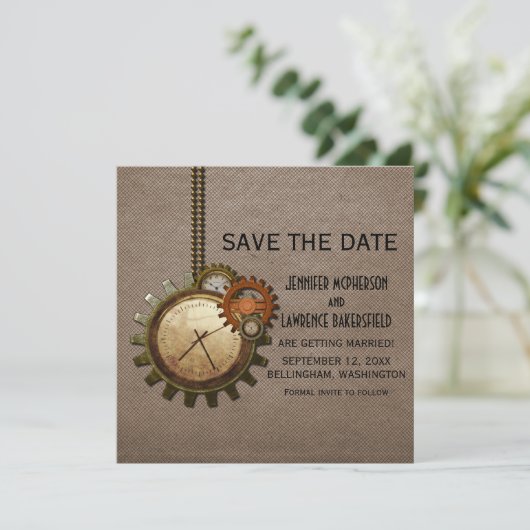 De Klok van Mocha sparen de Datum uitnodigen Save The Date (Staand voorkant)