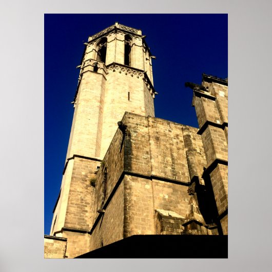 De klokkentoren van de kathedraal van Barcelona Poster (Voorkant)