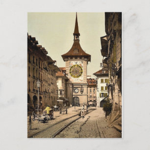 De kloktoren, Berne, Town, Zwitserland  Briefkaart