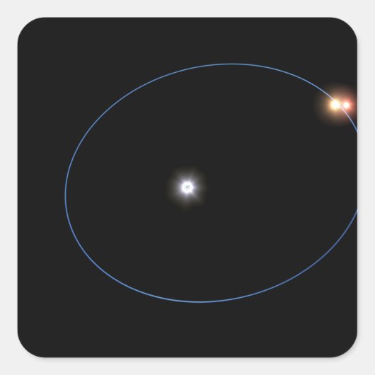 De klokwerkachtige banen van een drievoudige sterr vierkante sticker (Voorkant)