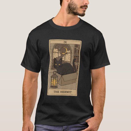 De kluizenaar Black Cat Tarot Kaart Reader Gothic  T-shirt (Voorkant)