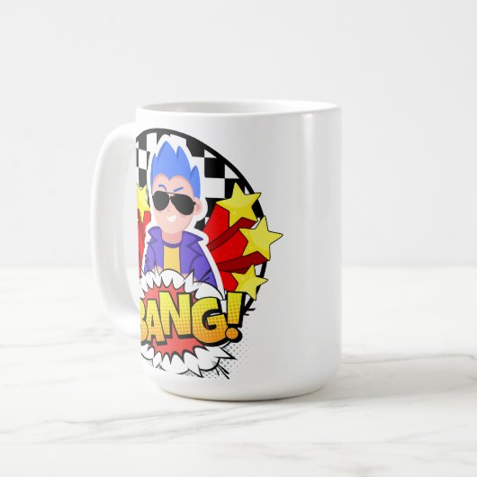 De knalman koffiemok (Voorkant links)