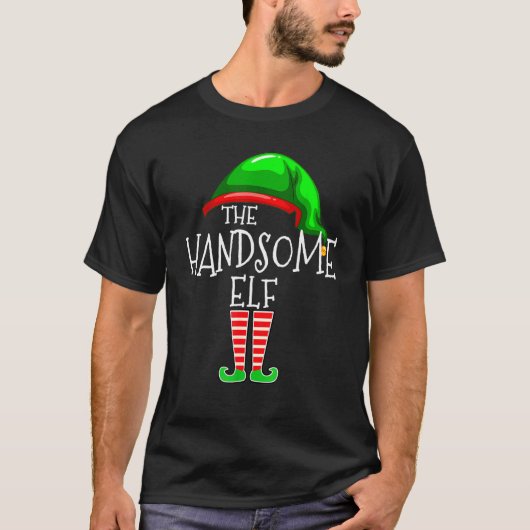 De knappe Elf Bijpassende Familie Groep Kerstmis H T-shirt (Voorkant)
