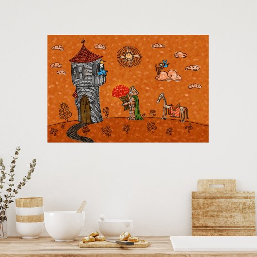 De Knight en de Lady Poster (Keuken)