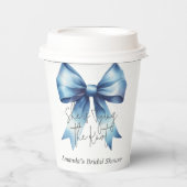 De Knoop Aandraaien Blauw Lint Bruidsfeest Papieren Bekers (Voorkant)