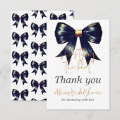 De Knoop Aandraaien Gouden Zwarte Boog Bruidsfeest Bedankkaart (Voorkant / Achterkant)