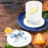 De Knoop Aantrekken Blauw Lint Bruidsfeest Zandsteen Onderzetter