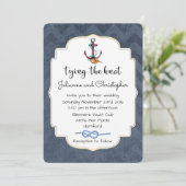 De knoop anker binden met nautische thema bruiloft kaart (Staand voorkant)