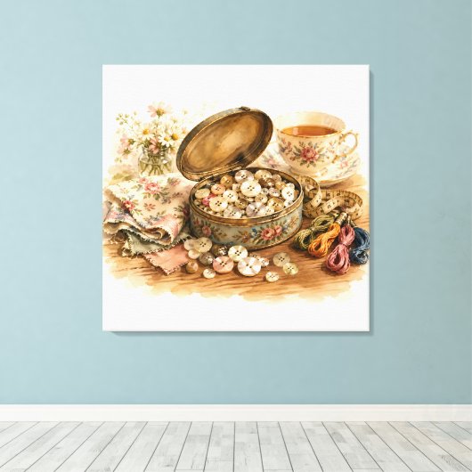 De knoop blik uitgerekte canvas print (Insitu (Houten vloer))