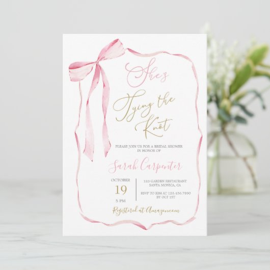 De Knoop Bruidsdouche Uitnodiging binden (Staand voorkant)