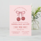 De Knoop Coquette Cherry Bow Vrijgezellenfeest bin Kaart (Staand voorkant)