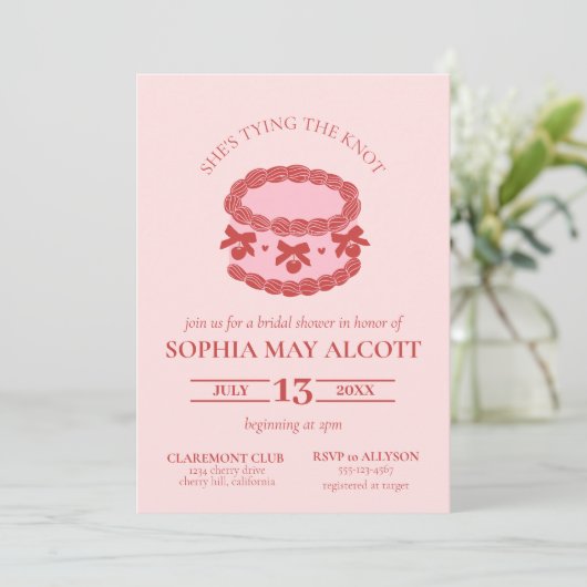 De Knoop Coquette Cherry Cake Vrijgezellenfeest bi Kaart (Staand voorkant)