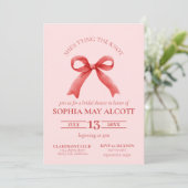 De Knoop Coquette Girly Bow Vrijgezellenfeest bind Kaart (Staand voorkant)