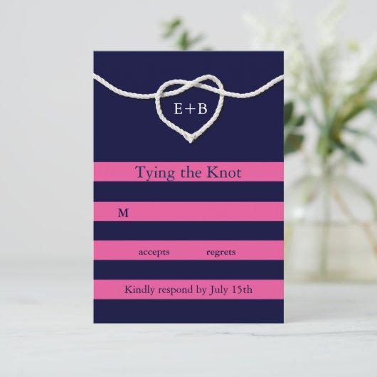 De knoop doorhakken Fuchsia & Navy RSVP (Staand voorkant)