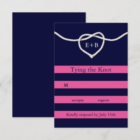 De knoop doorhakken Fuchsia & Navy RSVP (Voorkant / Achterkant)