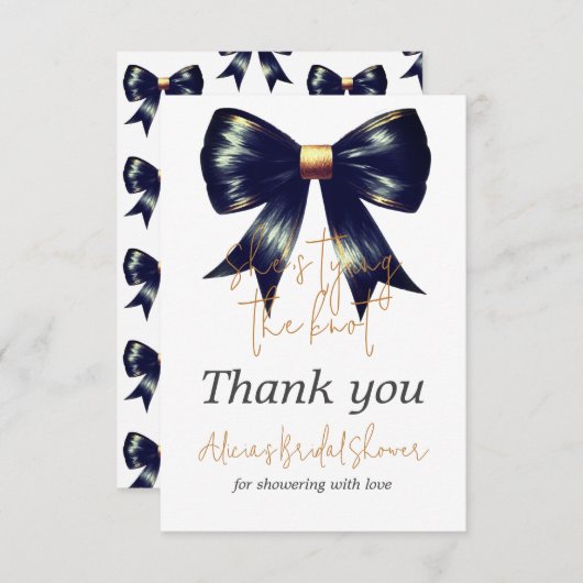 De Knoop Doorhakken Gouden Zwarte Boog Bruidsfeest Bedankkaart (Voorkant / Achterkant)