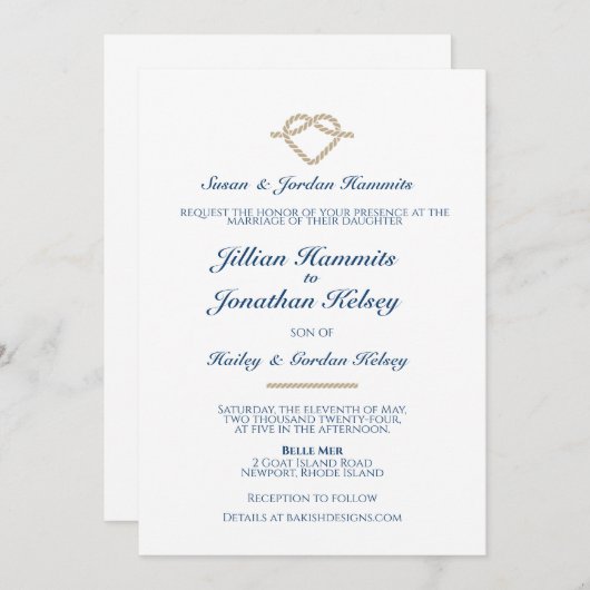 De knoop doorhakken - Uitnodiging voor bruiloft (Voorkant / Achterkant)