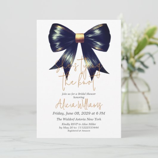 De Knoop Gold Black Bow Vrijgezellenfeest binden Kaart (Staand voorkant)