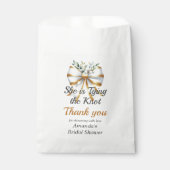 De Knoop Gouden Witte Boog Bloemen Vrijgezellenfee Bedankzakje (Voorkant)