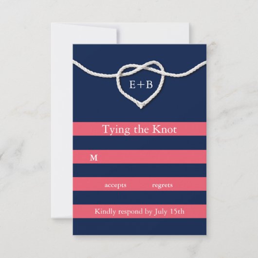 De knoop leggen Coral & Navy RSVP (Voorkant)