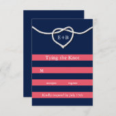 De knoop leggen Coral & Navy RSVP (Voorkant / Achterkant)