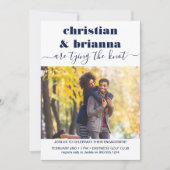 De knoop leggen Elegant Script Photo Verloving Kaart (Voorkant)