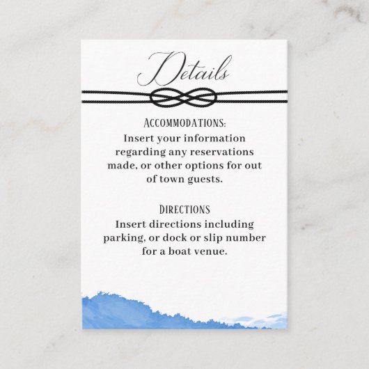 De knoop leggen op het jacht Ocean Blue Waterverf Informatiekaartje (Voorkant)
