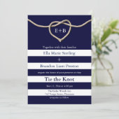 De Knoop Navy bruiloft uitnodiging (Staand voorkant)