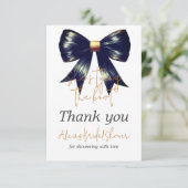 De Knoop Tien Gold Black Boog Bruidsdouche Bedankkaart (Staand voorkant)