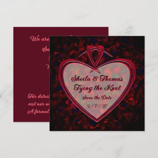De Knoop Tien Roze Hart Rozenblaadjes Save The Date (Voorkant / Achterkant)