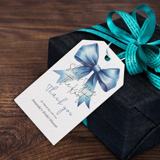 De Knoop Tijden Iets Blauws Lint Bruidsmeisjesfees Cadeaulabel
