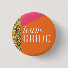 De knoop van de Bride van het team, Pin, goudglitt Ronde Button 3,2 Cm