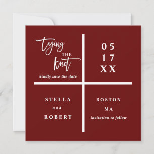 De knoop vastbinden   Foto van Red Modern Wedding Save The Date