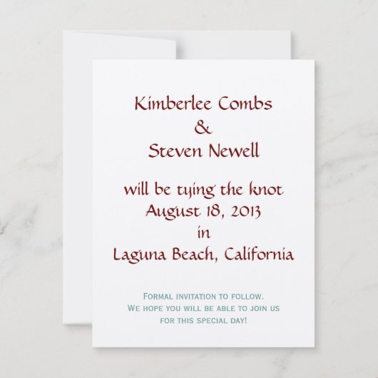 De knoop vastbinden save the date (Achterkant)